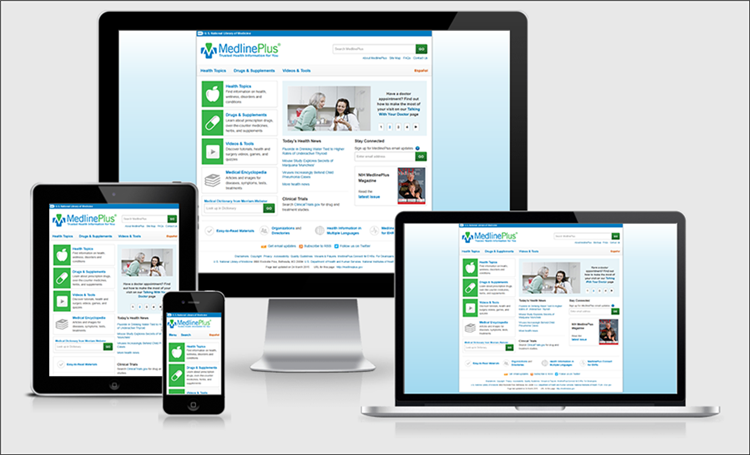 Phone and tablet showing responsive app UI - Responsive Web Design for MedlinePlus: Access from Your Phone ...