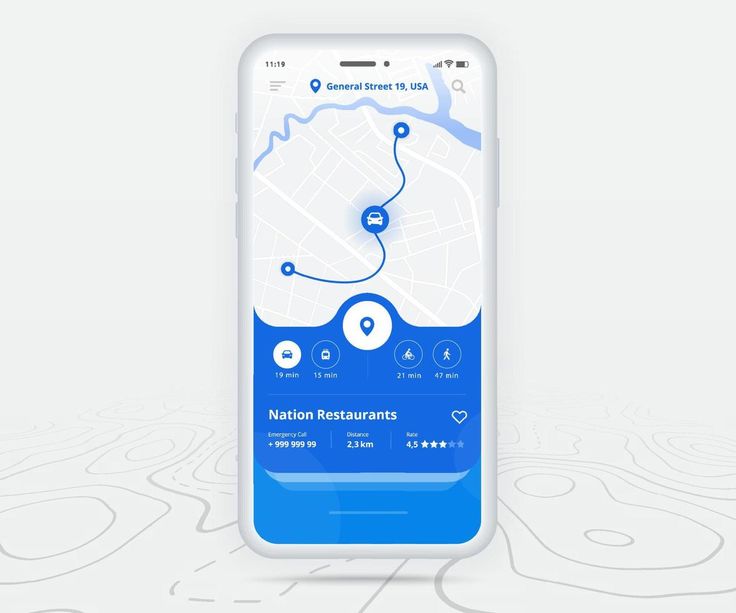 smartphone with map navigation app - Map GPS navigation ux ui concept, Smartphone map application and ...