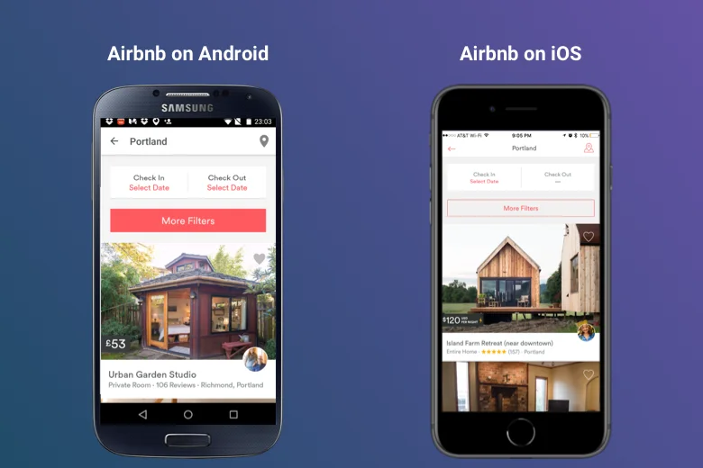 React Native app interface on smartphone - Five Android and iOS UI Design Guidelines for React Native - InfoQ