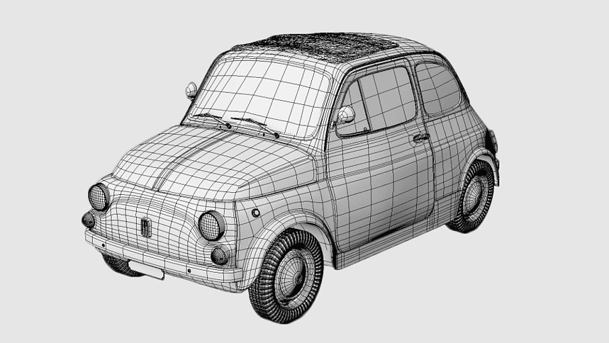 3D wireframe mesh - Wireframe Model, polygon Mesh, autodesk Maya, car Model, Fiat 500 ...